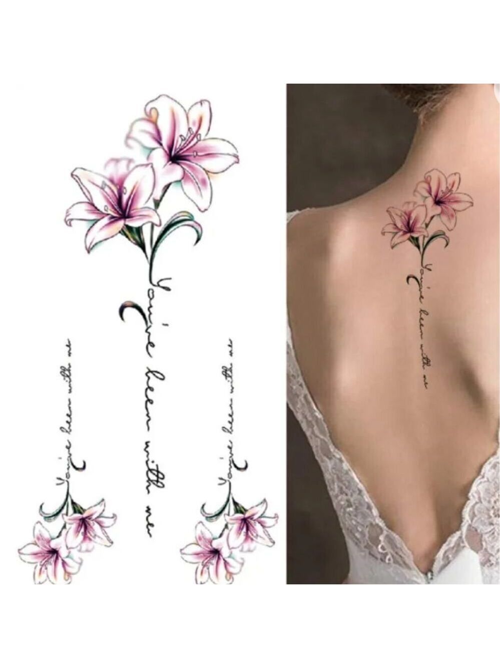 Art Sticker Pink Rose Pattern Body Art Temporary Flash Tattoo Sticker